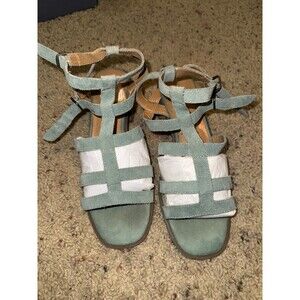 Suede Strappy Block Heel Sandals – Light Sage Green Women’s 7.5